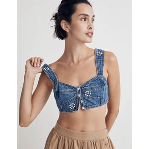 NWT New Madewell Denim Sweetheart Bralette in Stamped Floral Size 6